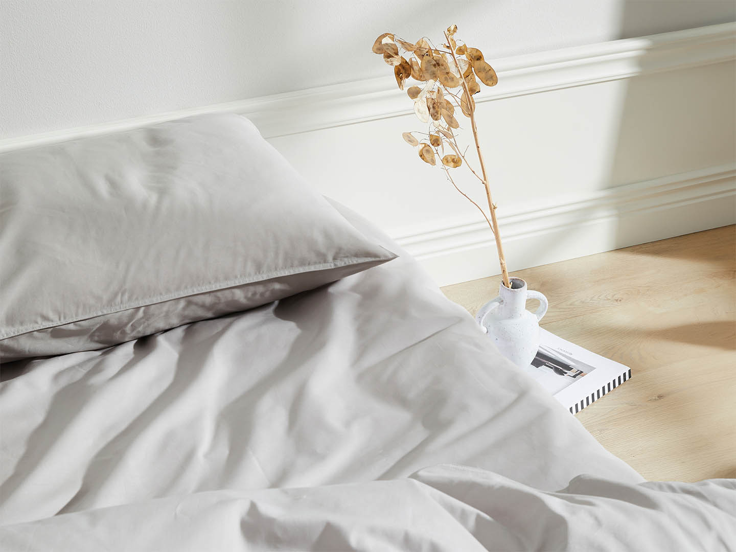 Muotoonommeltu lakana Nejd Percale - Khaki Grey