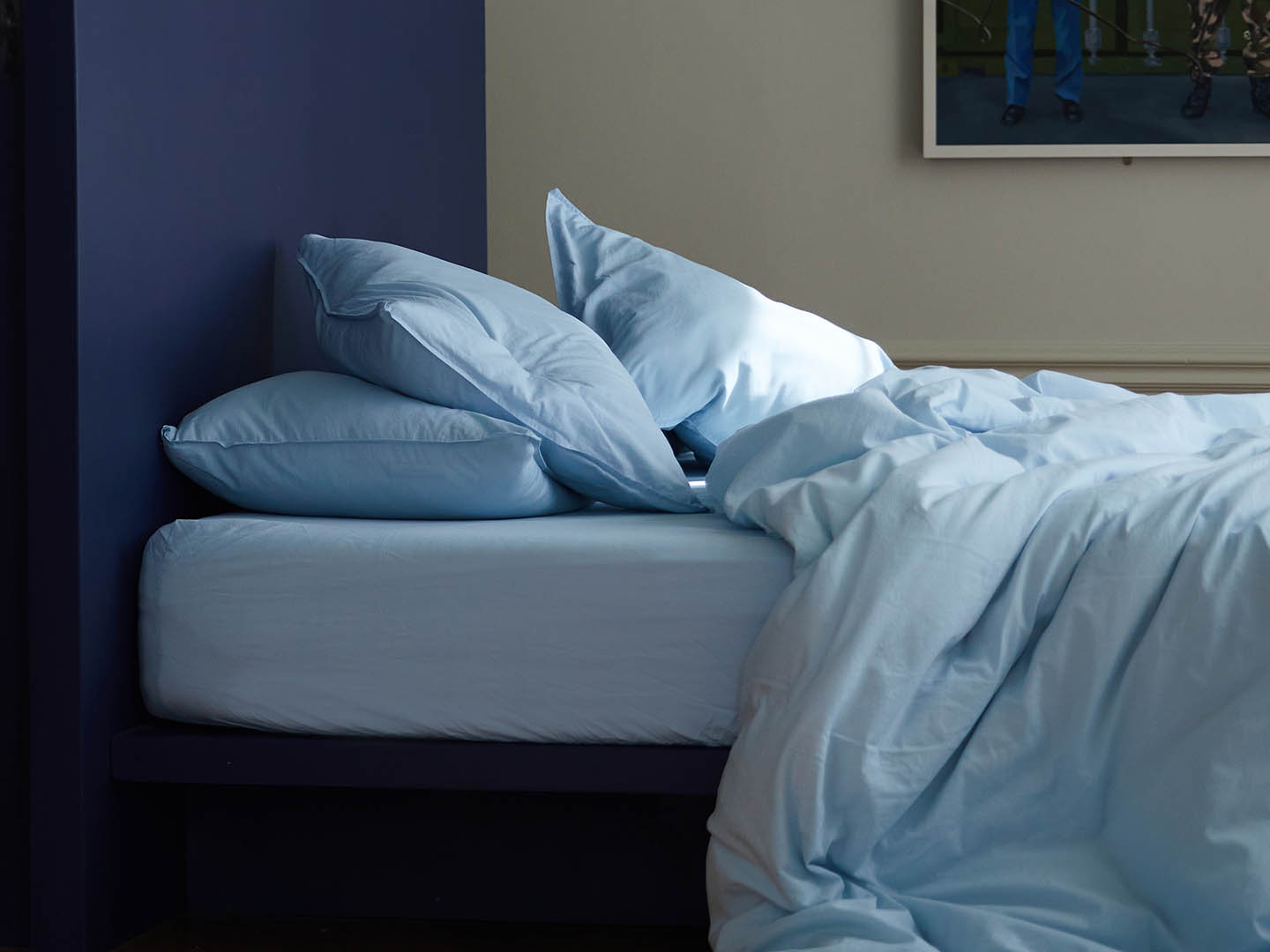 Muotoonommeltu lakana Nejd Percale - Ice Blue
