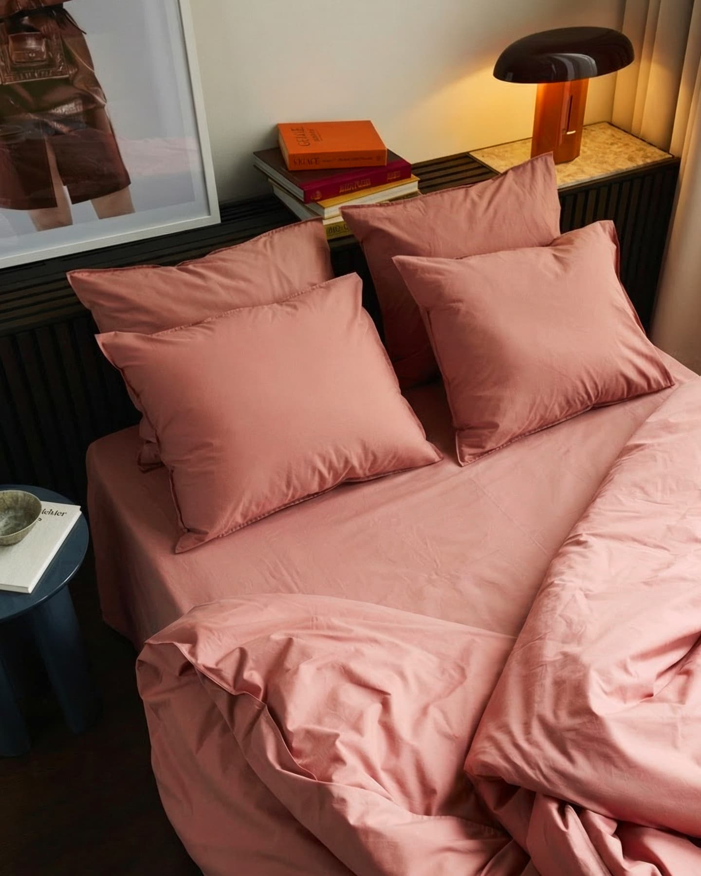 Muotoonommeltu lakana Nejd Percale - Ash Rose