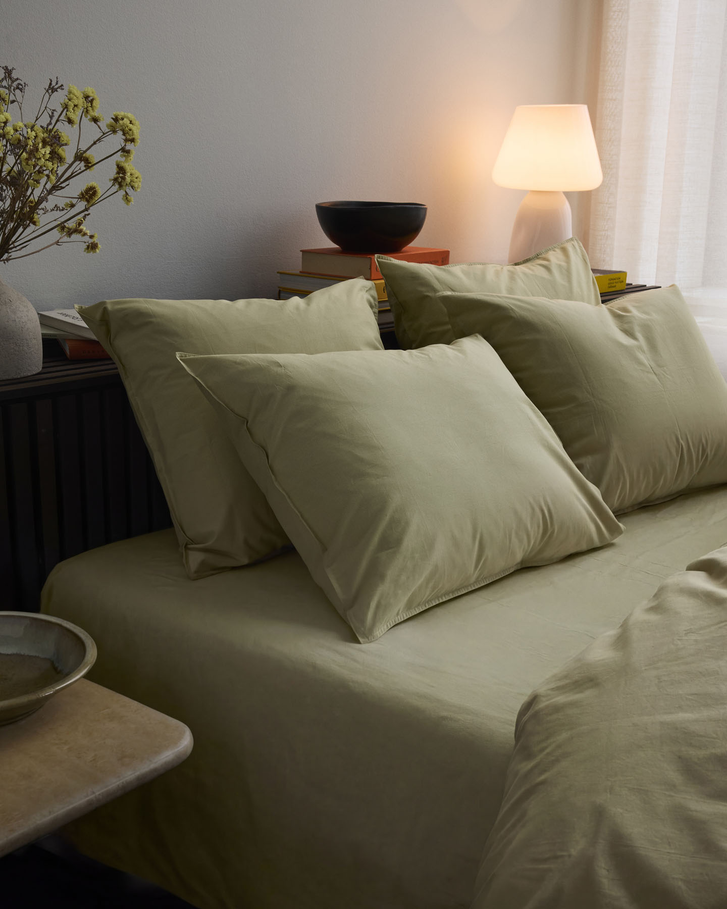 Muotoonommeltu lakana Nejd Percale - Meadow Green